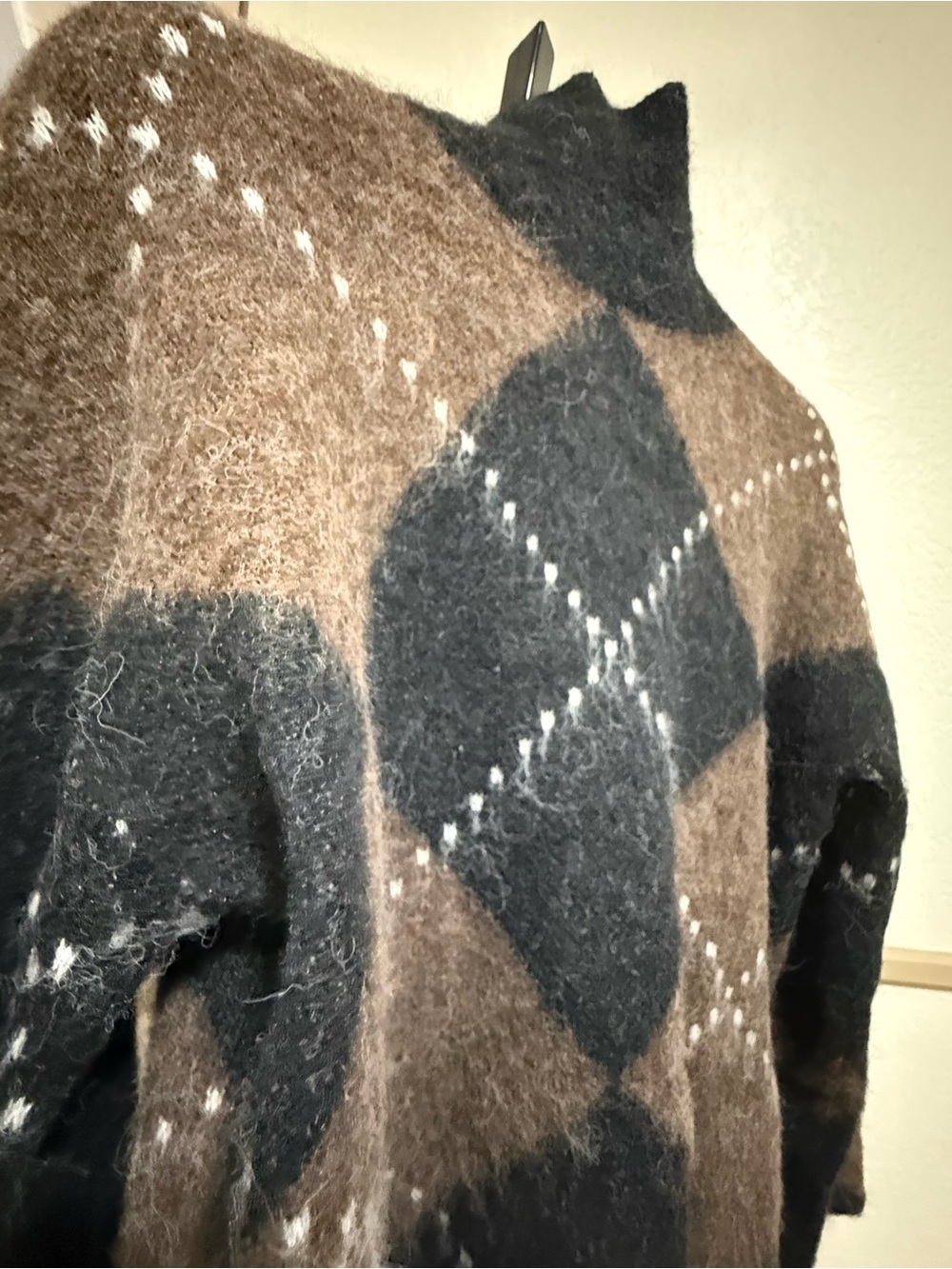 Commense Brown Argyle Wool Blend Sweater Mini Skirt Set XS | Preppy Fall - Picture 6 of 8